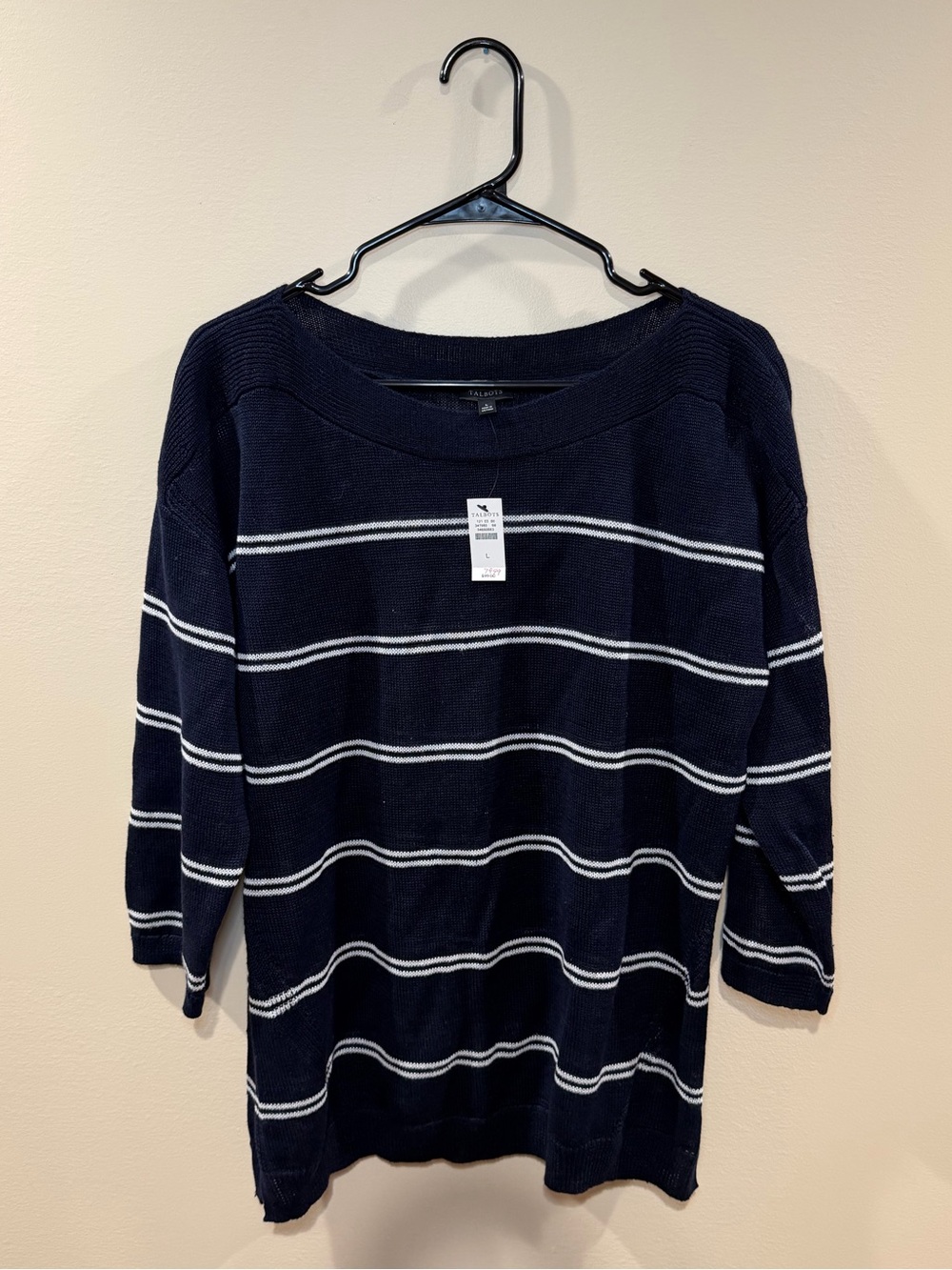 Talbots Navy Striped Lightweight Sweater